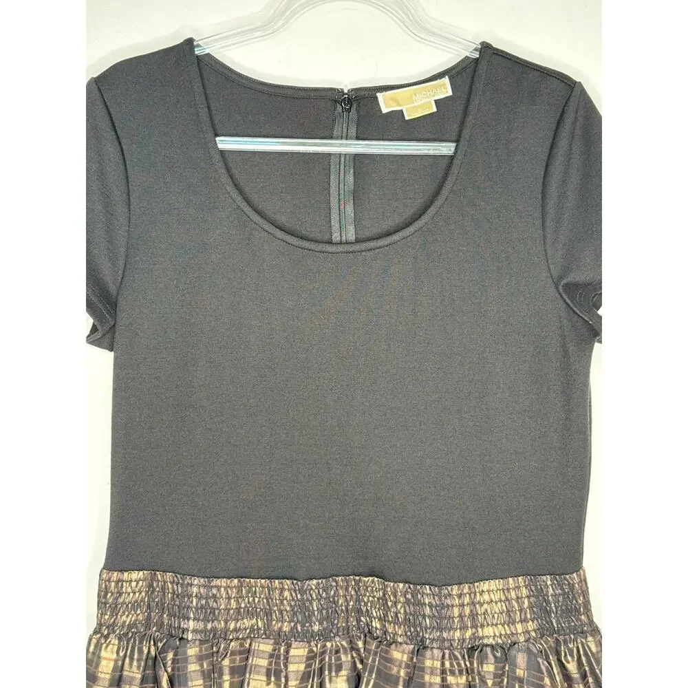 Michael Michael Kors Black Bubble Hem Plaid Skirt Dress hoilday formal Size 12